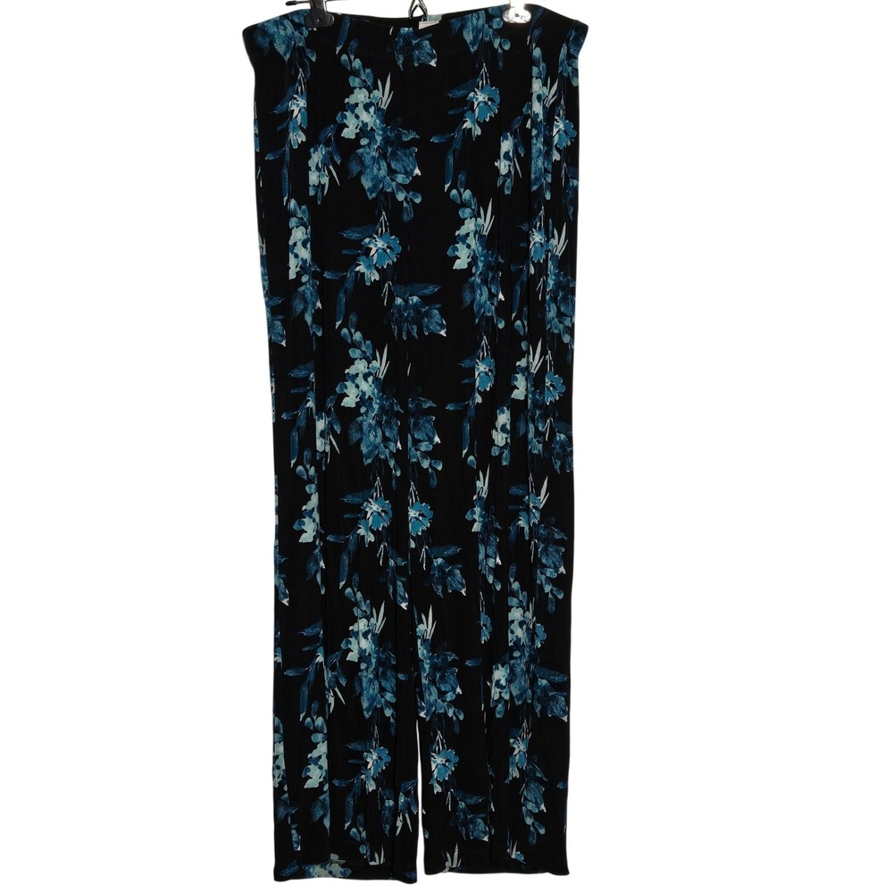 Chicos Travelers Floral Slinky Knit Wide Leg Pants Chicos 2R US 12/14 Large Boho